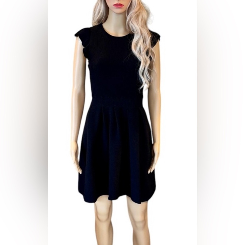 🖤 ALI & JAY | Black Sleeveless Stretch Ponte Knit Fit & Flare Dress | Size M